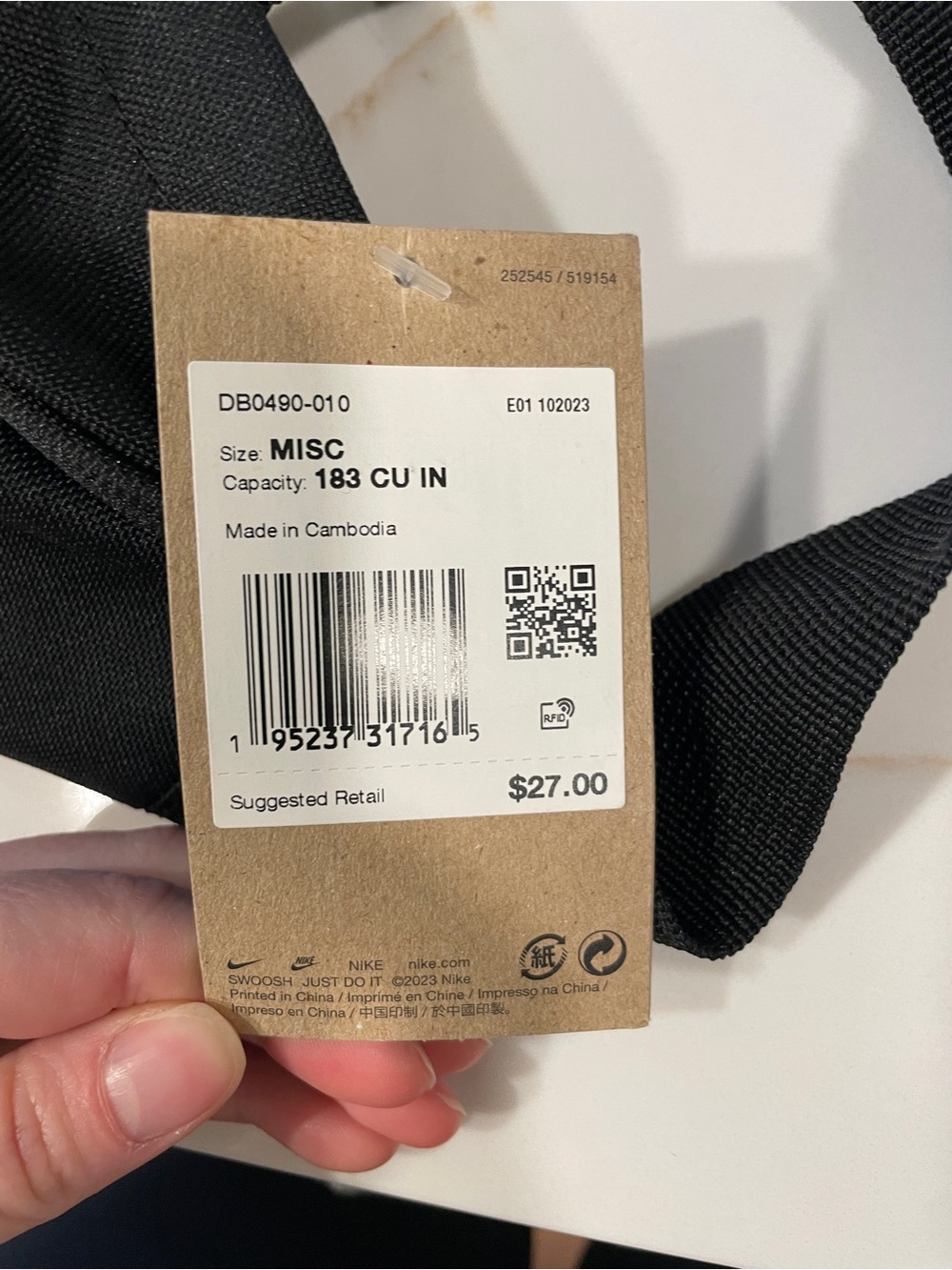 Nike Black Waist Pack with White Swoosh - Picture 4 of 6